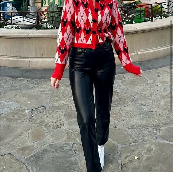 NWOT Abercrombie & Fitch Vegan Leather Ankle Straight Pants - Picture 7 of 7